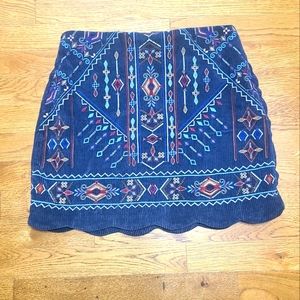 Skirt Blue Embroidered